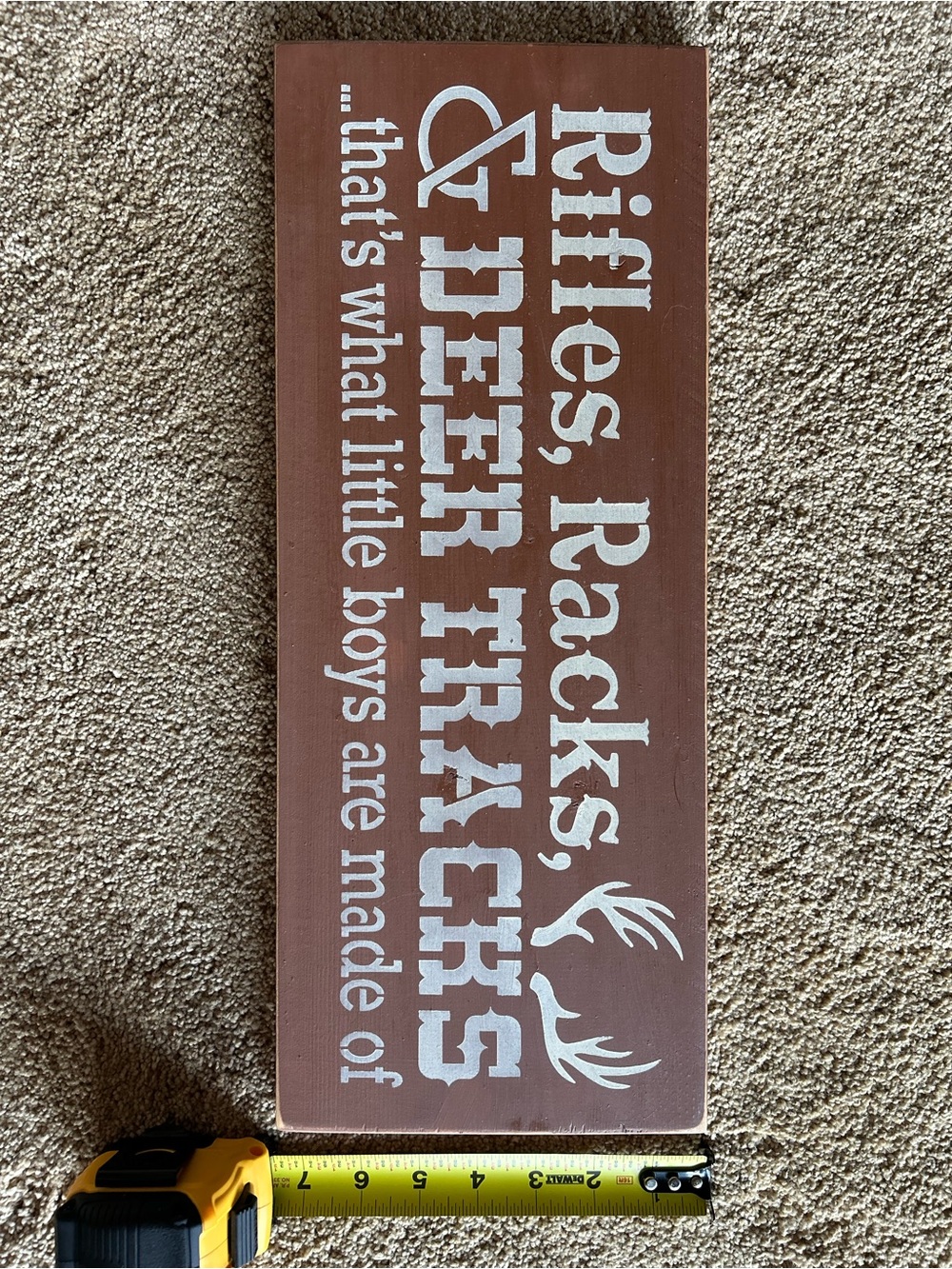 Rifles, Racks & Deer Tracks Rustic Brown Wall Sign - Picture 3 of 3